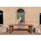 Table d'extérieur en microciment Okumè et finition teck fabriquée en Italie - Pencil Viadurini