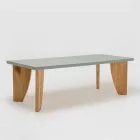 Table d'extérieur en microciment Okumè et finition teck fabriquée en Italie - Pencil Viadurini