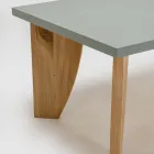Table d'extérieur en microciment Okumè et finition teck fabriquée en Italie - Pencil Viadurini