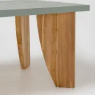 Table d'extérieur en microciment Okumè et finition teck fabriquée en Italie - Pencil Viadurini