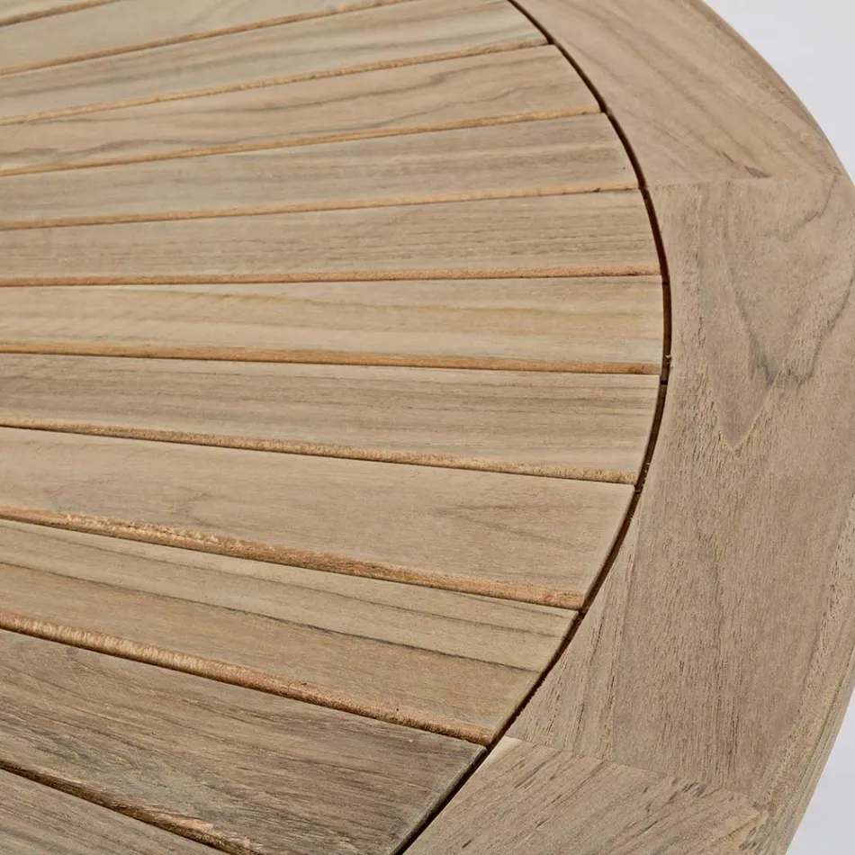 Table d'extérieur en teck avec plateau central pivotant, Homemotion - Dimitris Viadurini