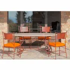 Table d'extérieur en travertin avec inserts en mosaïque Made in Italy - Elegant Viadurini