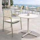 Table ronde d'extérieur diamètre 75 cm en aluminium beige - Brisea Viadurini