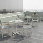 Table ronde d'extérieur diamètre 75 cm en aluminium beige - Brisea Viadurini