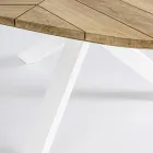 Table d'extérieur ronde en teck avec piètement en aluminium, Homemotion - Selenia Viadurini