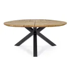 Table d'extérieur ronde en teck avec piètement en aluminium, Homemotion - Selenia Viadurini