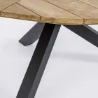 Table d'extérieur ronde en teck avec piètement en aluminium, Homemotion - Selenia Viadurini