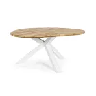 Table d'extérieur ronde en teck avec piètement en aluminium, Homemotion - Selenia Viadurini