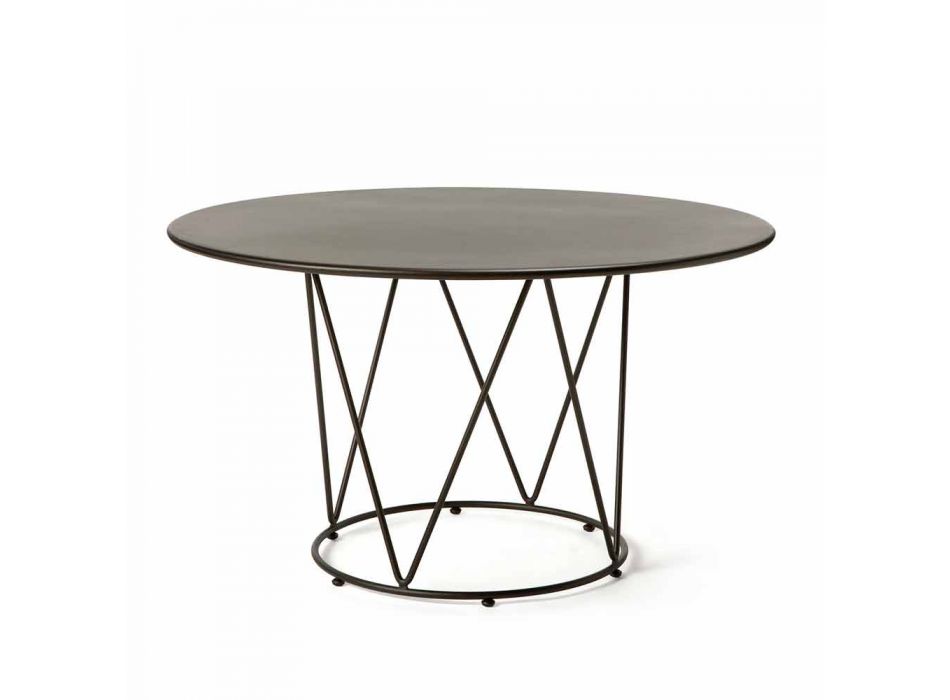 Table d'extérieur ronde moderne en métal peint Made in Italy - Ibra Viadurini