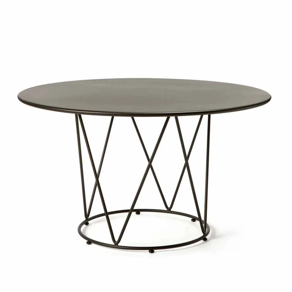 Table d'extérieur ronde moderne en métal peint Made in Italy - Ibra Viadurini