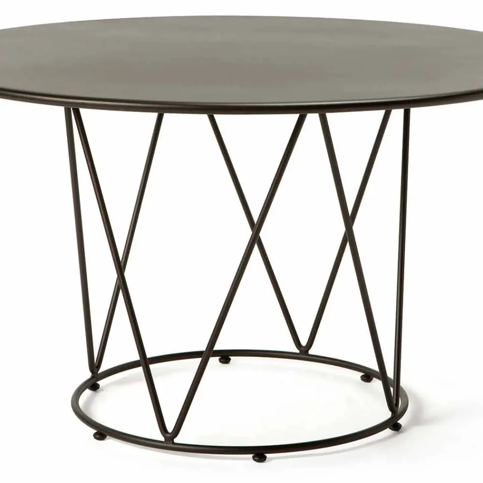 Table d'extérieur ronde moderne en métal peint Made in Italy - Ibra Viadurini