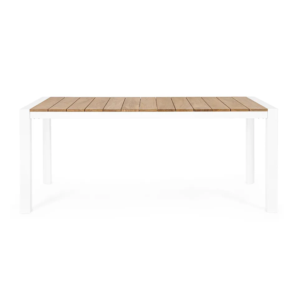 Table de jardin 180x90 cm avec piètement en aluminium et plateau en teck - Mean Viadurini