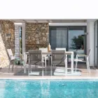 Table de jardin 180x90 cm avec piètement en aluminium et plateau en teck - Mean Viadurini