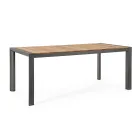 Table de jardin 180x90 cm avec piètement en aluminium et plateau en teck - Mean Viadurini