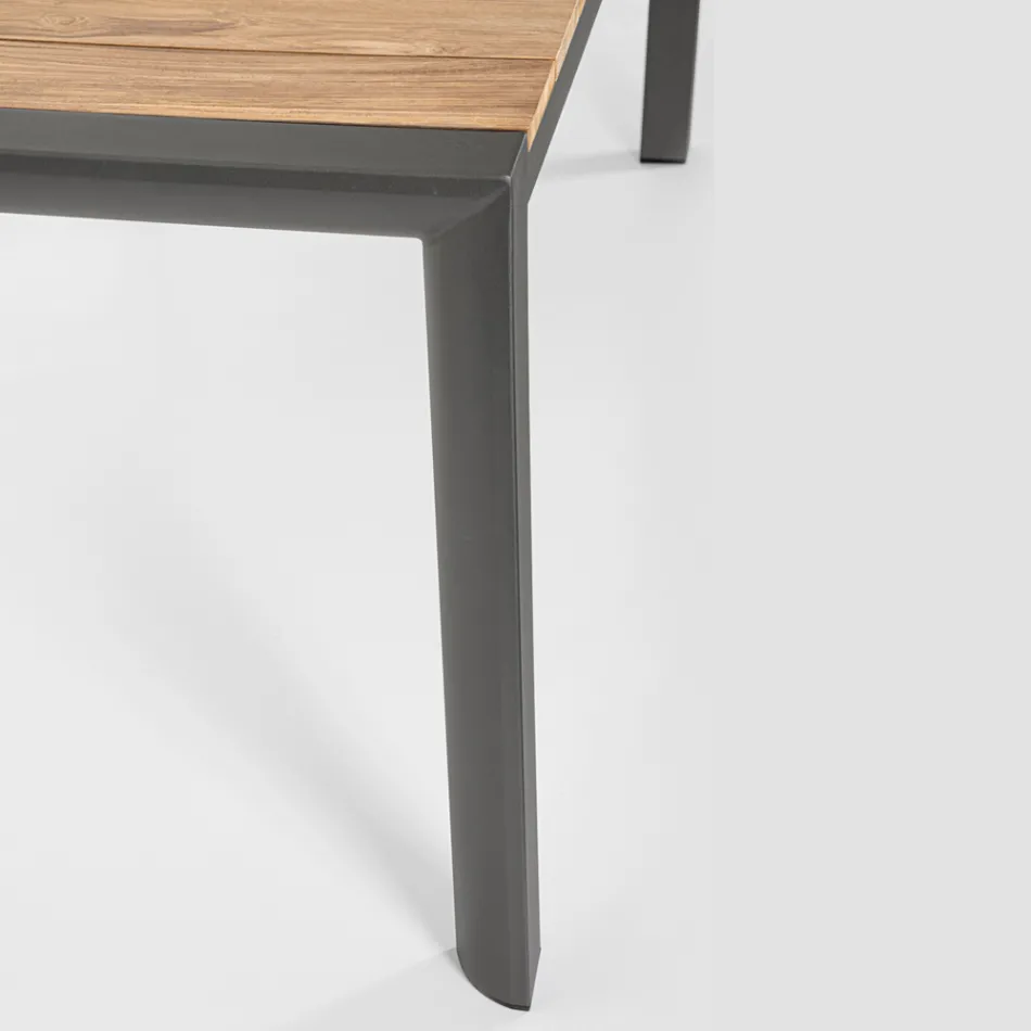 Table de jardin 180x90 cm avec piètement en aluminium et plateau en teck - Mean Viadurini