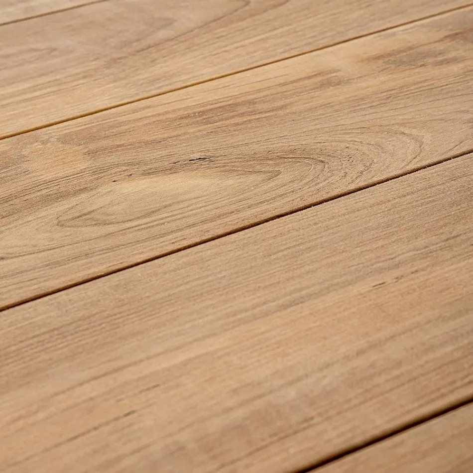 Table de jardin 180x90 cm avec piètement en aluminium et plateau en teck - Mean Viadurini