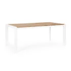 Table de jardin 180x90 cm avec piètement en aluminium et plateau en teck - Mean Viadurini