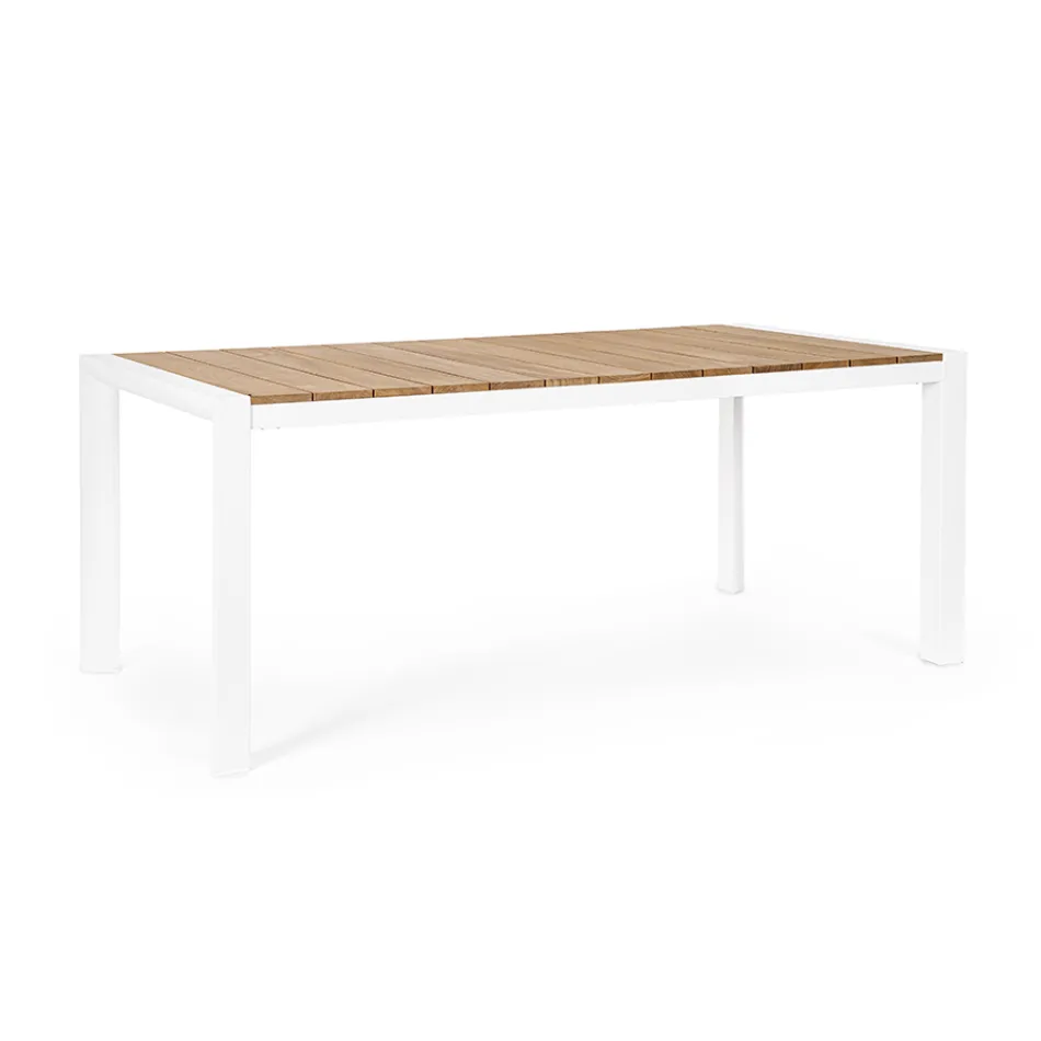 Table de jardin 180x90 cm avec piètement en aluminium et plateau en teck - Mean Viadurini