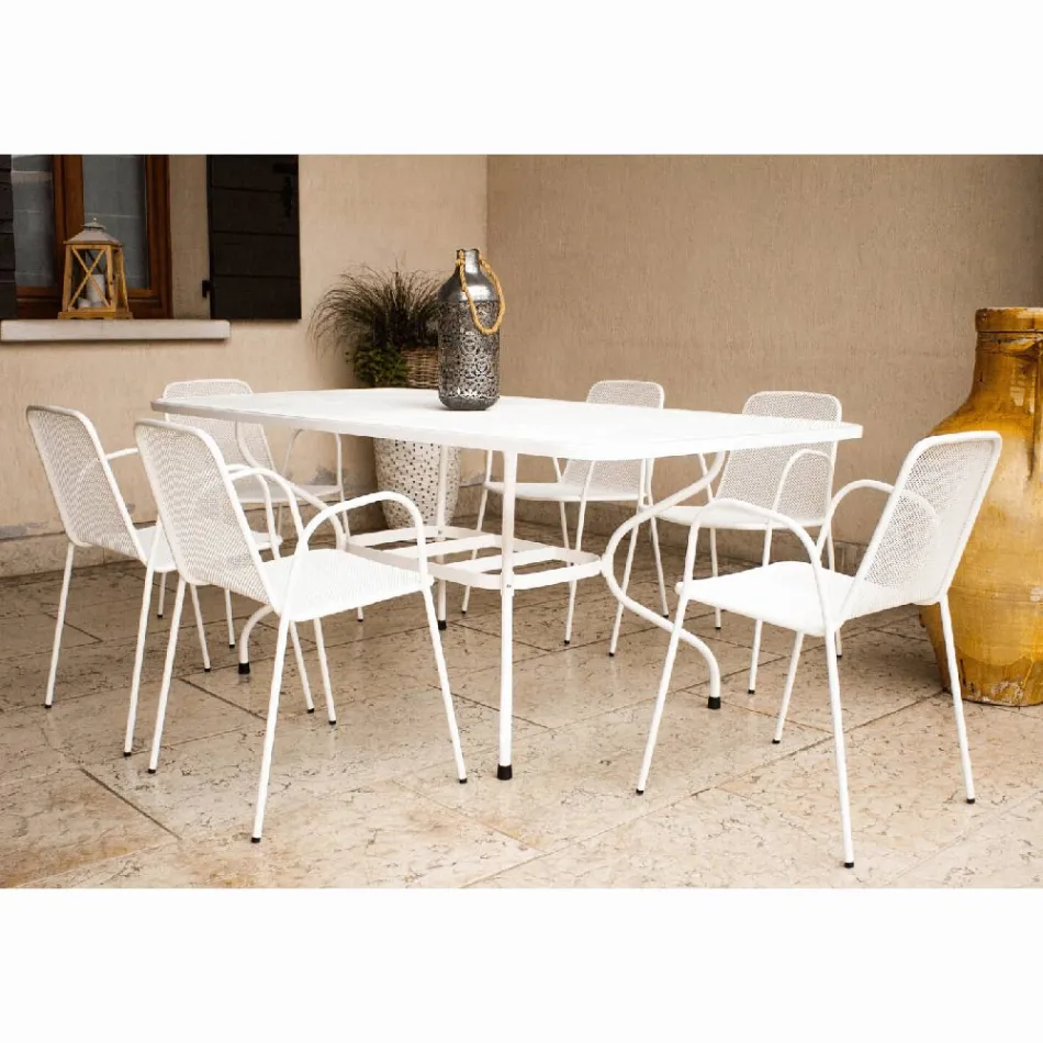Table de jardin en treillis métallique de 180 cm, fabriquée en Italie - Lirion Viadurini