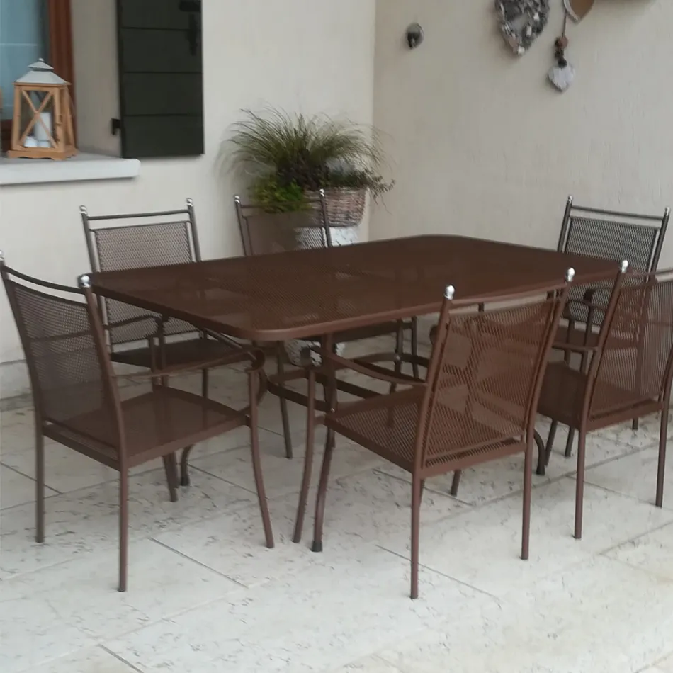 Table de jardin en treillis métallique de 180 cm, fabriquée en Italie - Lirion Viadurini
