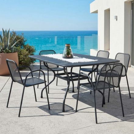 Table de jardin en treillis métallique de 180 cm, fabriquée en Italie - Lirion Viadurini