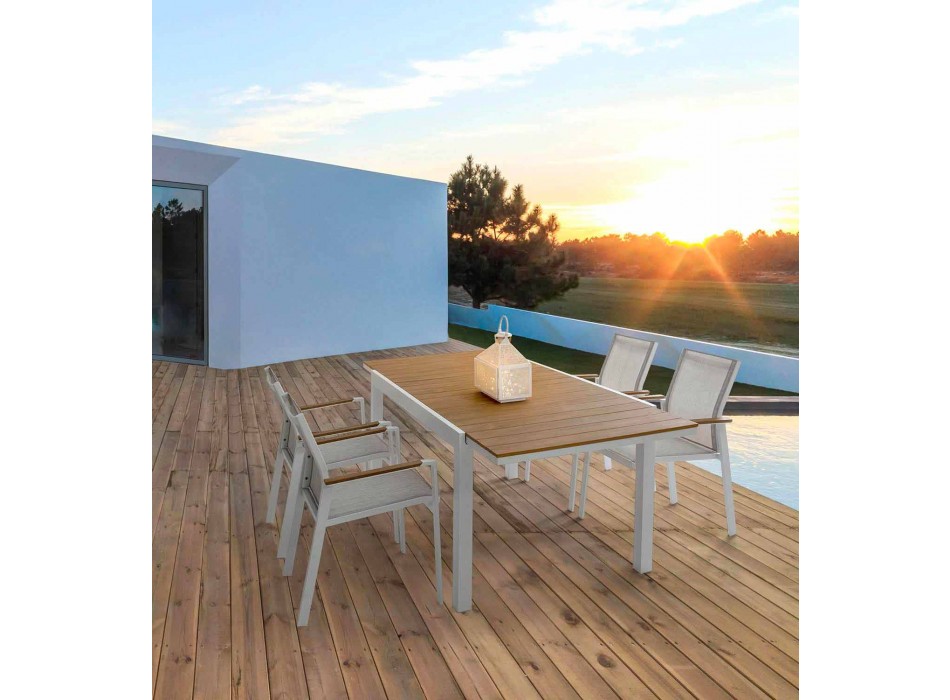 Table de jardin extensible en aluminium blanc Homemotion moderne - Sciullo Viadurini