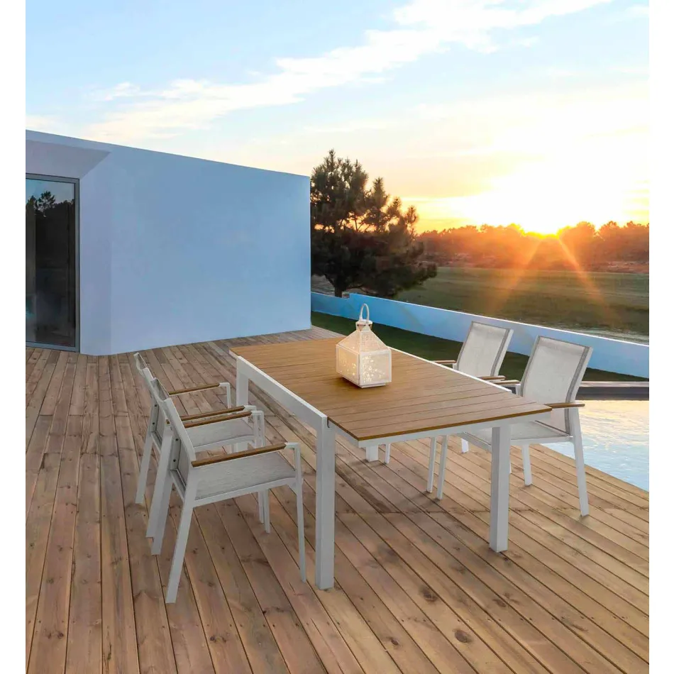 Table de jardin extensible en aluminium blanc Homemotion moderne - Sciullo Viadurini