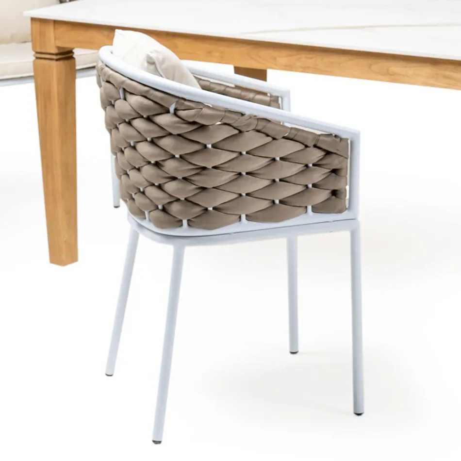 Table de jardin avec 4 chaises en aluminium et tissage - Artes Viadurini