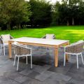 Table de jardin avec 4 chaises en aluminium et tissage - Artes