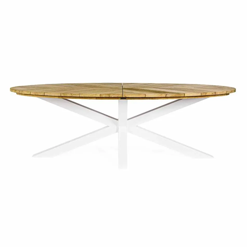 Table de jardin avec plateau en teck et base en aluminium, Homemotion - Leotto Viadurini