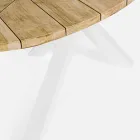 Table de jardin avec plateau en teck et base en aluminium, Homemotion - Leotto Viadurini