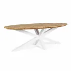 Table de jardin avec plateau en teck et base en aluminium, Homemotion - Leotto Viadurini