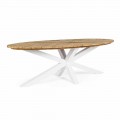 Table de jardin avec plateau en teck et base en aluminium, Homemotion - Leotto
