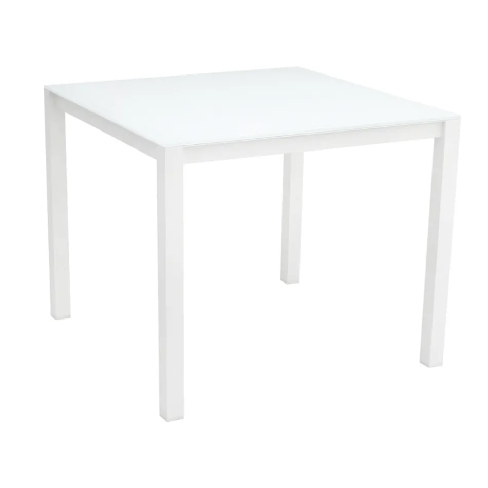 Table de jardin avec structure en aluminium peint et plateau en verre - Salim Viadurini