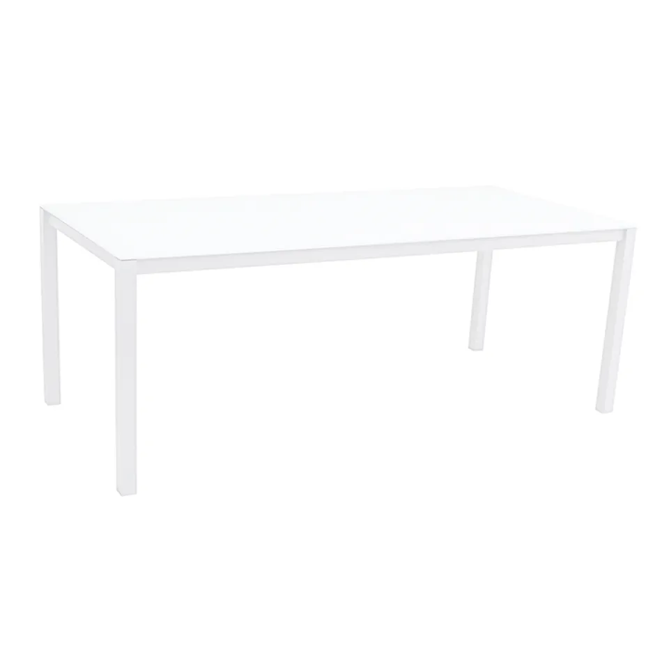 Table de jardin avec structure en aluminium peint et plateau en verre - Salim Viadurini