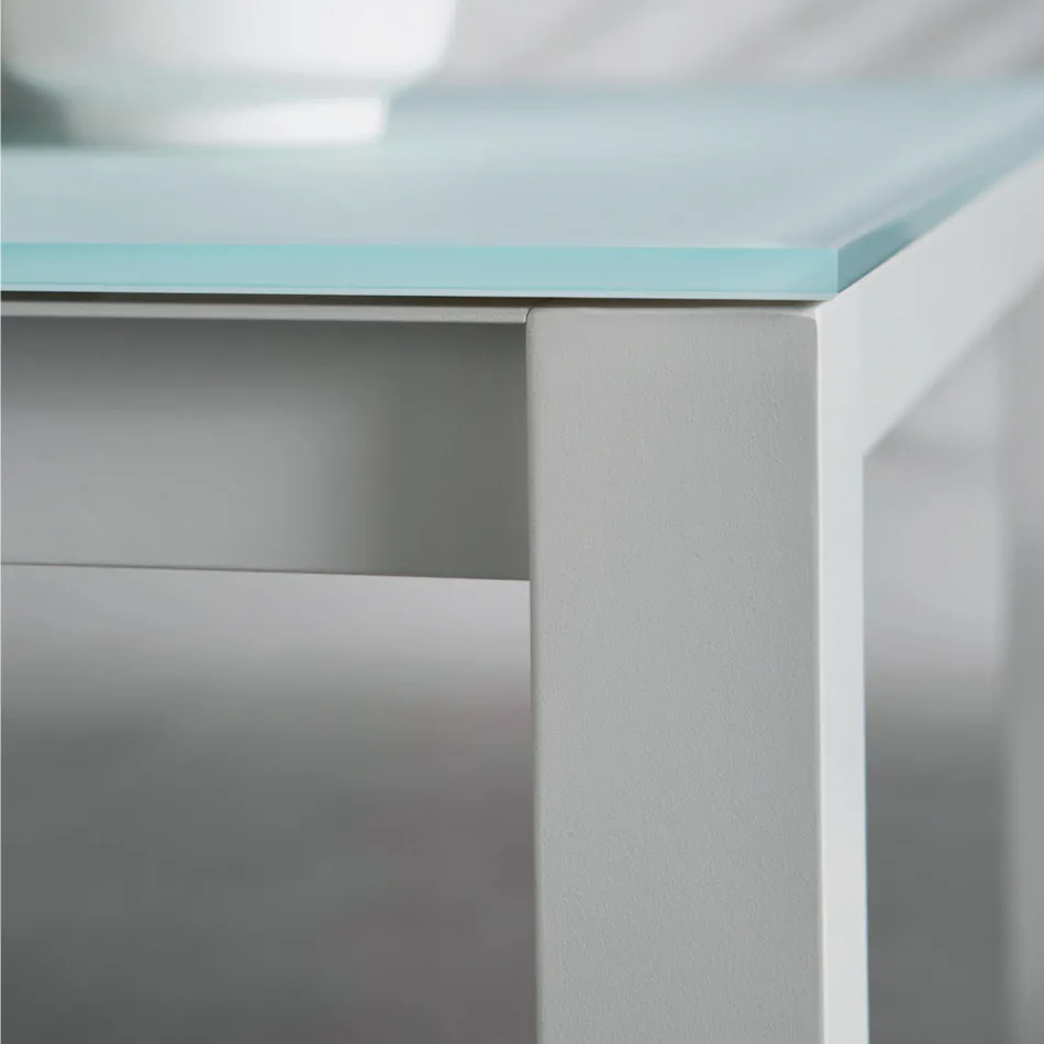 Table de jardin avec structure en aluminium peint et plateau en verre - Salim Viadurini