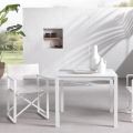 Table de jardin avec structure en aluminium peint et plateau en verre - Salim