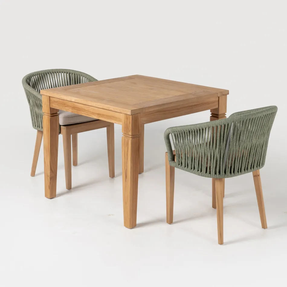 Table de jardin avec structure en teck naturel brossé - Artes Viadurini