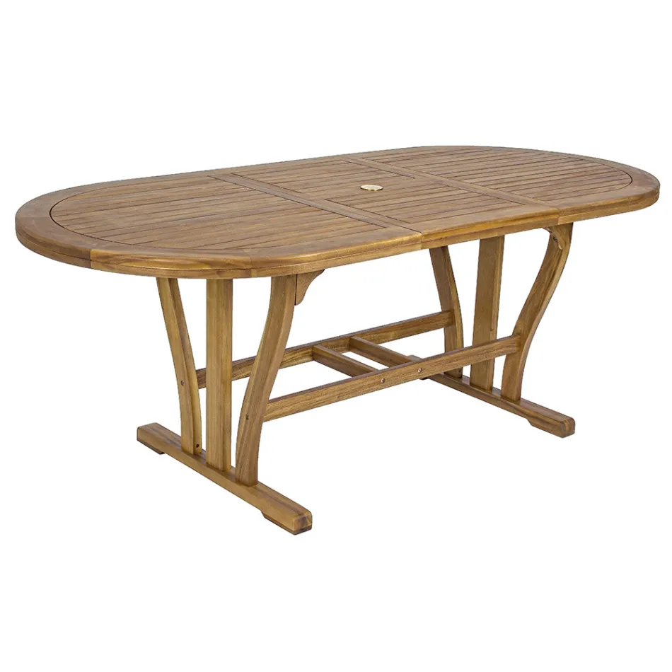 Table de jardin design extensible jusqu'à 200 cm ovale en bois - Roxen Viadurini