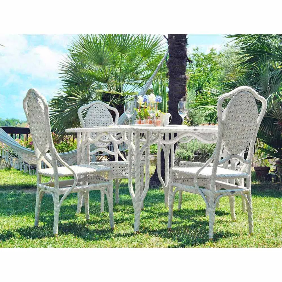 Table avec un design haut de jardin en verre Romeo, fait main Viadurini