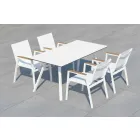 Table de jardin en aluminium blanc et stratifié design moderne - Oceania2 Viadurini