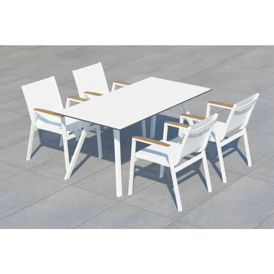 Table de jardin en aluminium blanc et stratifié design moderne - Oceania2 Viadurini