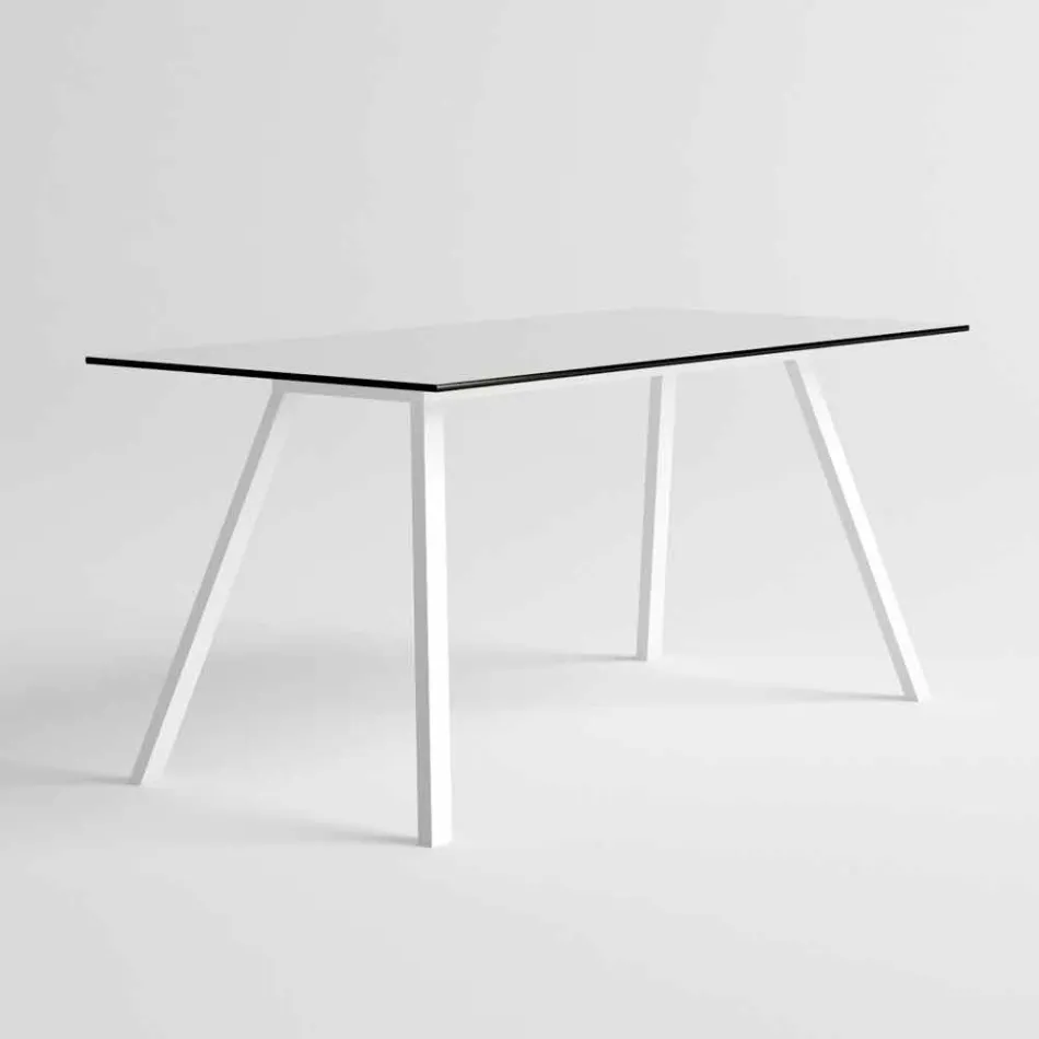 Table de jardin en aluminium blanc et stratifié design moderne - Oceania2 Viadurini