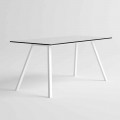 Table de jardin en aluminium blanc et stratifié HPL Design moderne - Oceania2