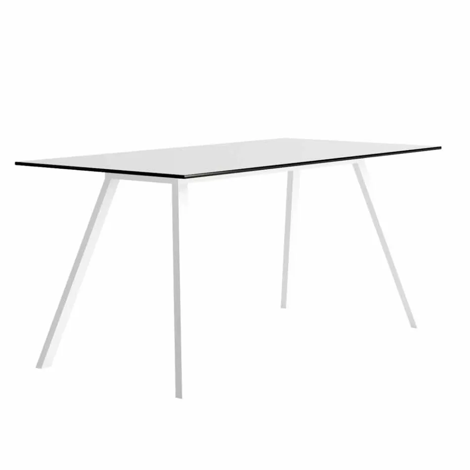 Table de jardin en aluminium blanc et stratifié design moderne - Oceania2 Viadurini