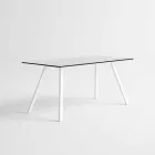 Table de jardin en aluminium blanc et stratifié design moderne - Oceania2 Viadurini