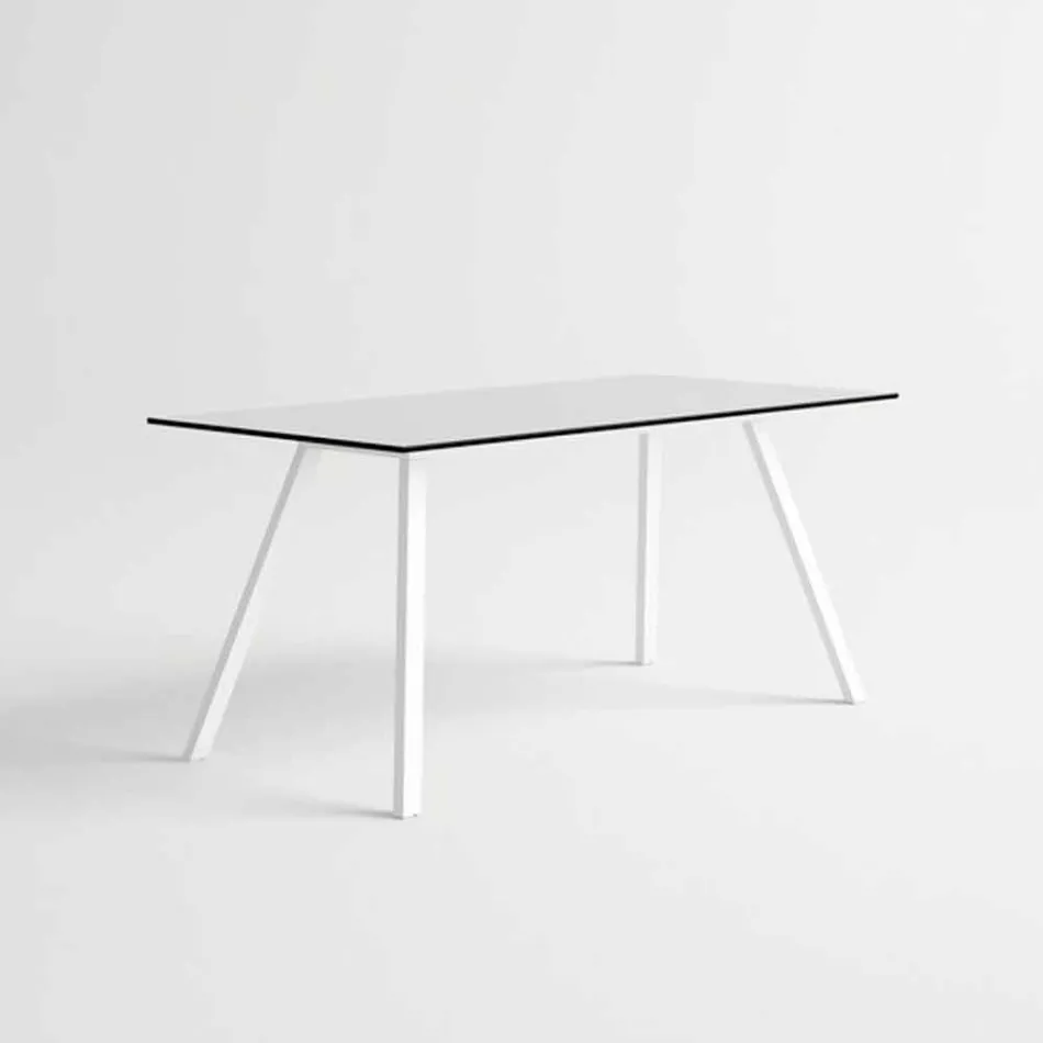 Table de jardin en aluminium blanc et stratifié design moderne - Oceania2 Viadurini