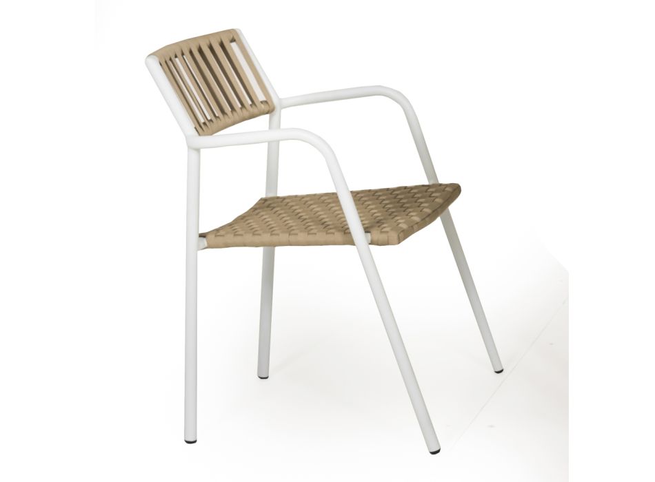 Table de jardin en aluminium et teck avec 4 chaises - Eugene Viadurini