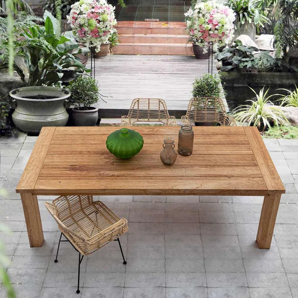 Table de jardin en bois de teck design, 8 sièges Homemotion - Hunter Viadurini