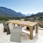 Table de jardin en bois de teck design, 8 sièges Homemotion - Hunter Viadurini